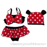 wenchoice Little Girls Black Red Polka Dot Mickey Hat Bikini Swimsuit 2T-7 B075JJ5WDT